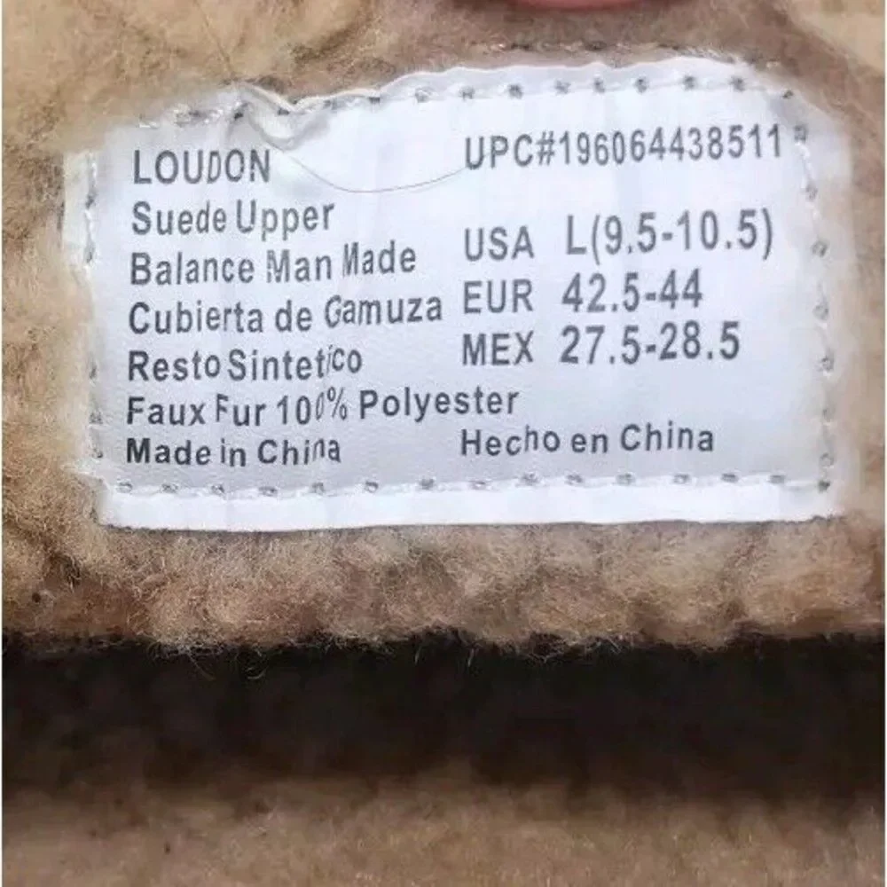 Eddie Bauer Loudon Men Sz 9.5 - 10.5 L Brown Suede Memory Foam Faux Fur Slippers